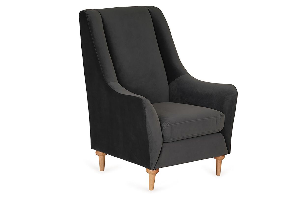 Emerald Dark Grey Velvet Armchair