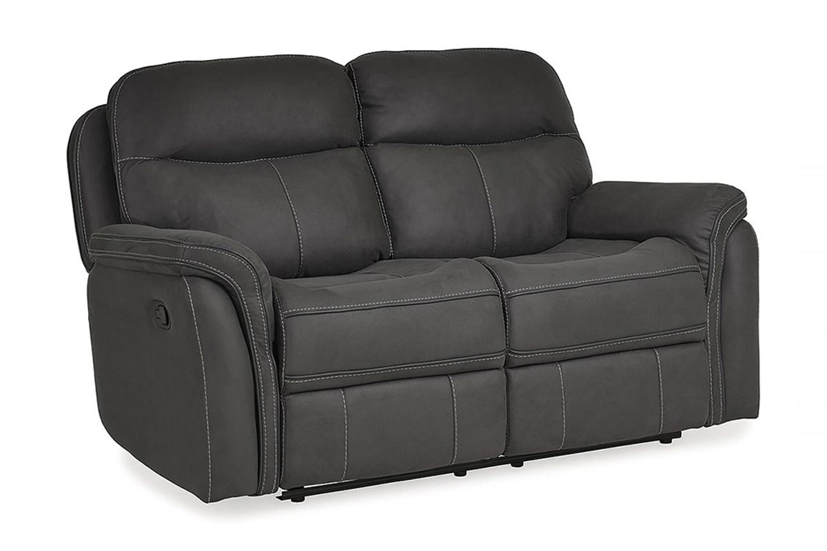 Emerson Dark Grey Fabric 2 Seater Manual Recliner Sofa