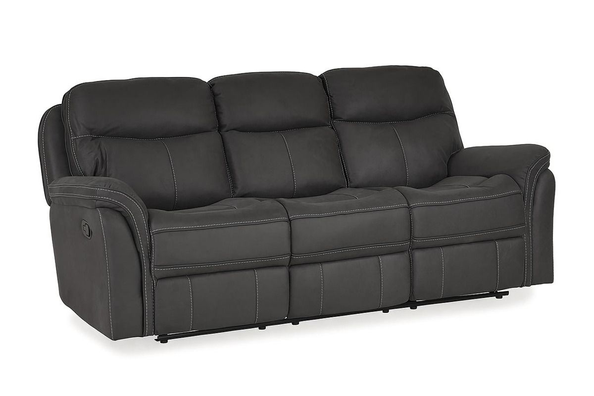 Emerson Dark Grey Fabric 3 Seater Manual Recliner Sofa