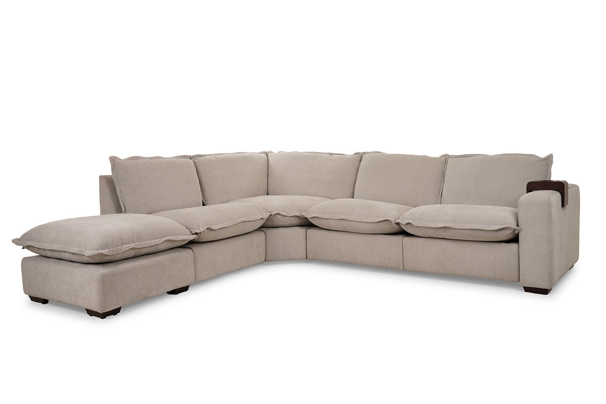 Empress Cream Fabric Lhf Electric Recliner Corner Sofa With Tray
