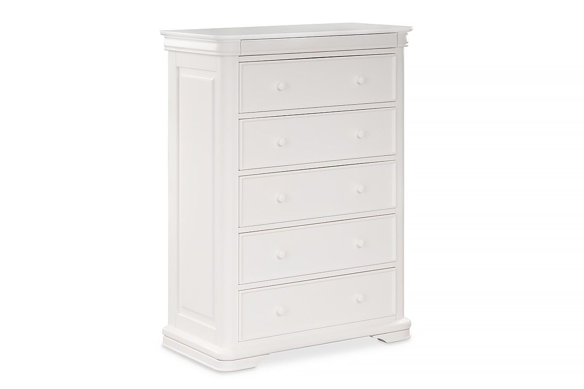 Farah White 5 Drawers Chest