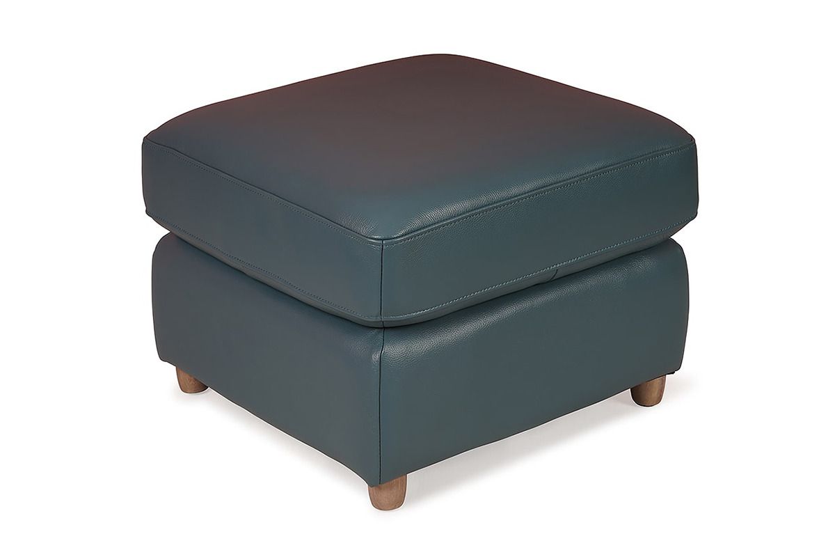 Fontella Blue Leather Footstool