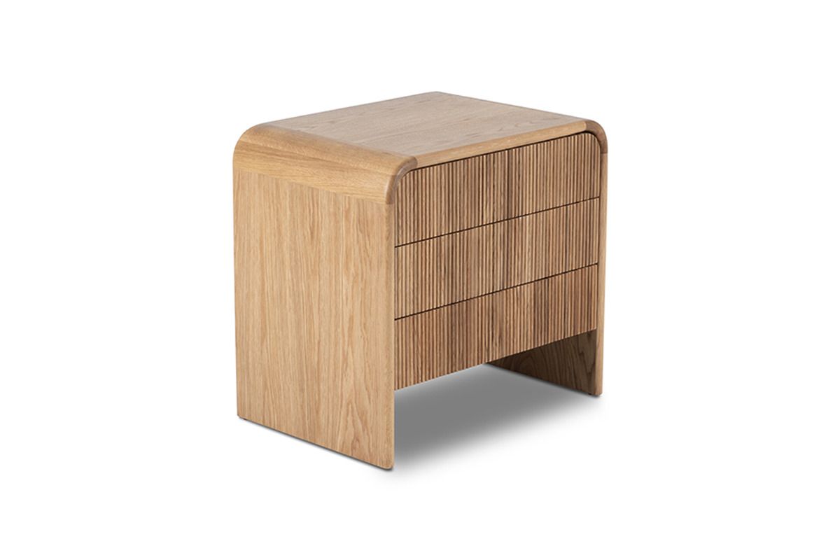 Fuller Oak 3 Drawer Bedside Table
