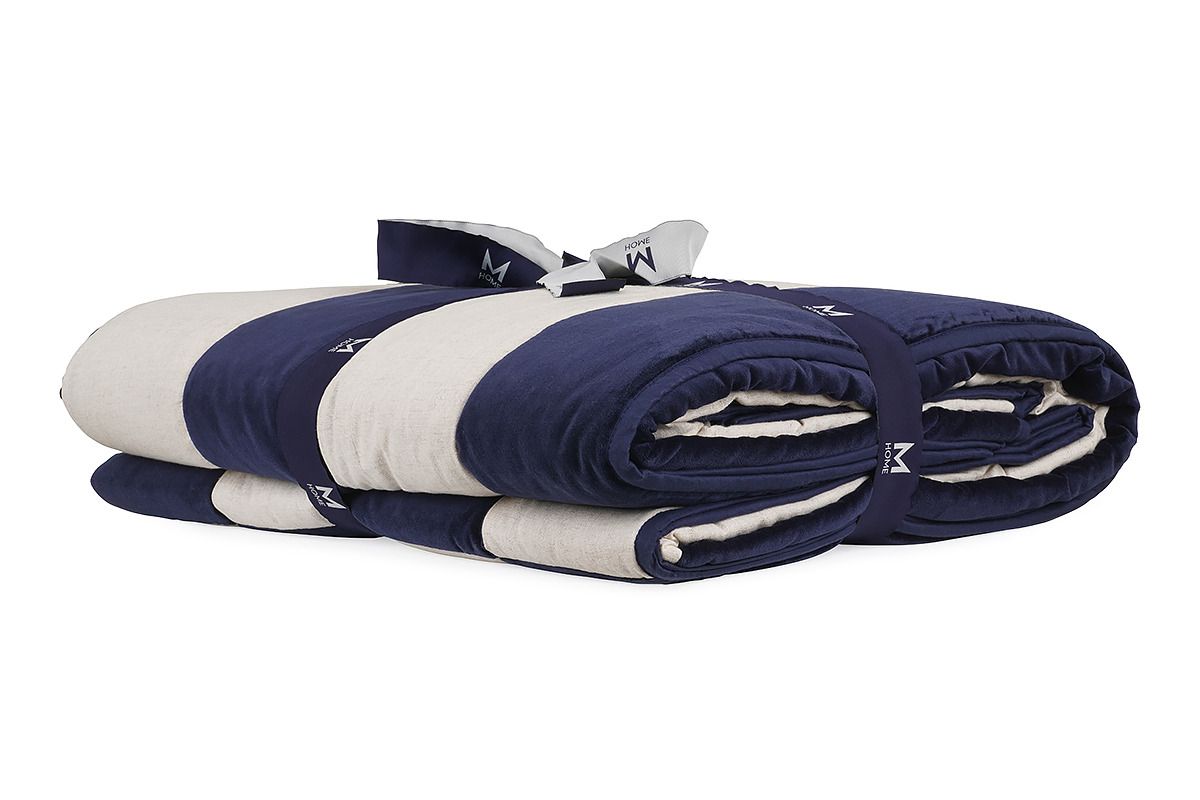Hallie Velvet Stripe Navy Bedspread 220x260cm