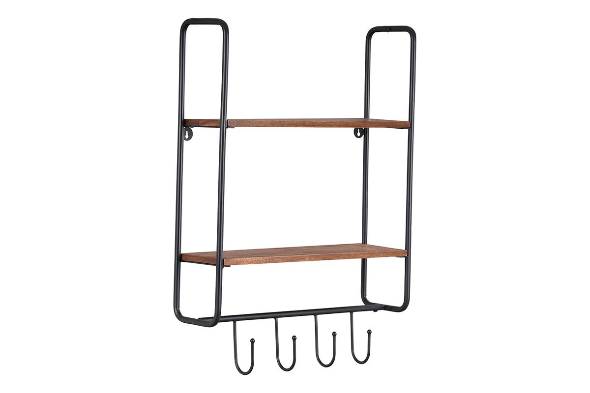 Hook Wooden Wall Shelf
