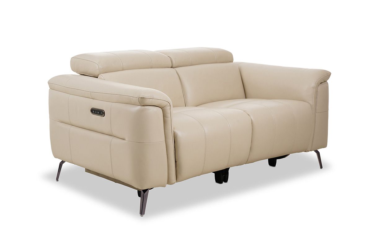 Horizon Cream Leather 2 Seater Electric Recliner With Head Tilt