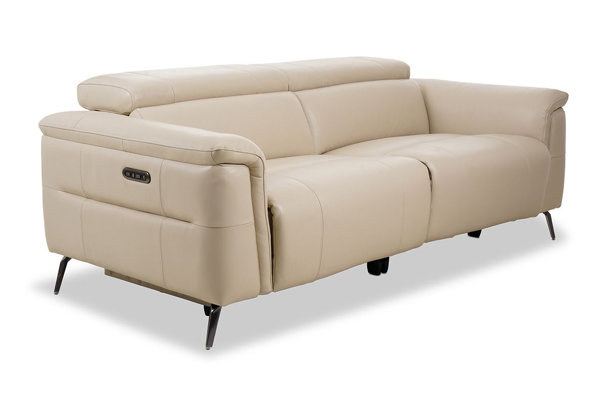 Horizon Cream Leather 3 Seater Electric Recliner With Head Tilt