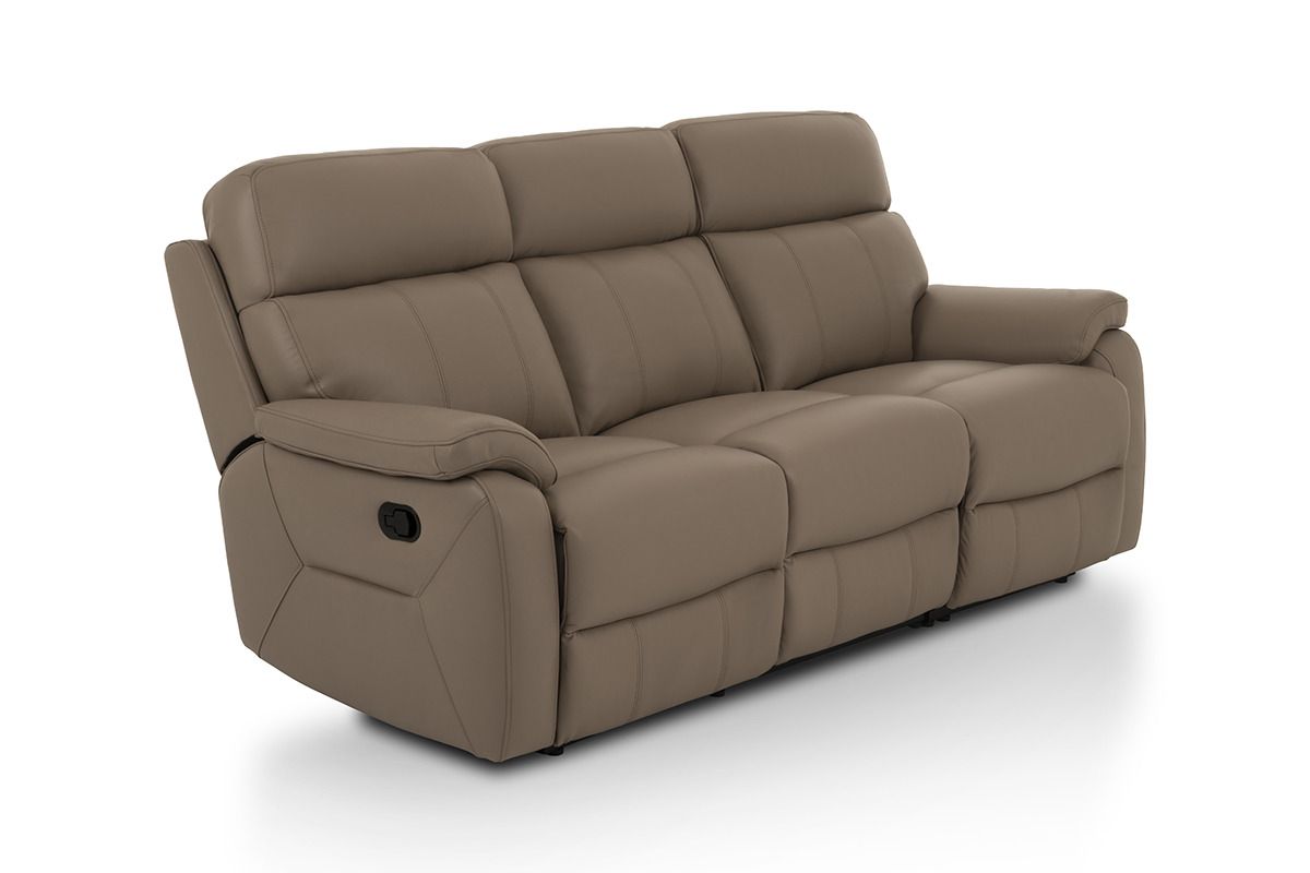 Hugo Leather 3 Seater Manual Recliner Sofa