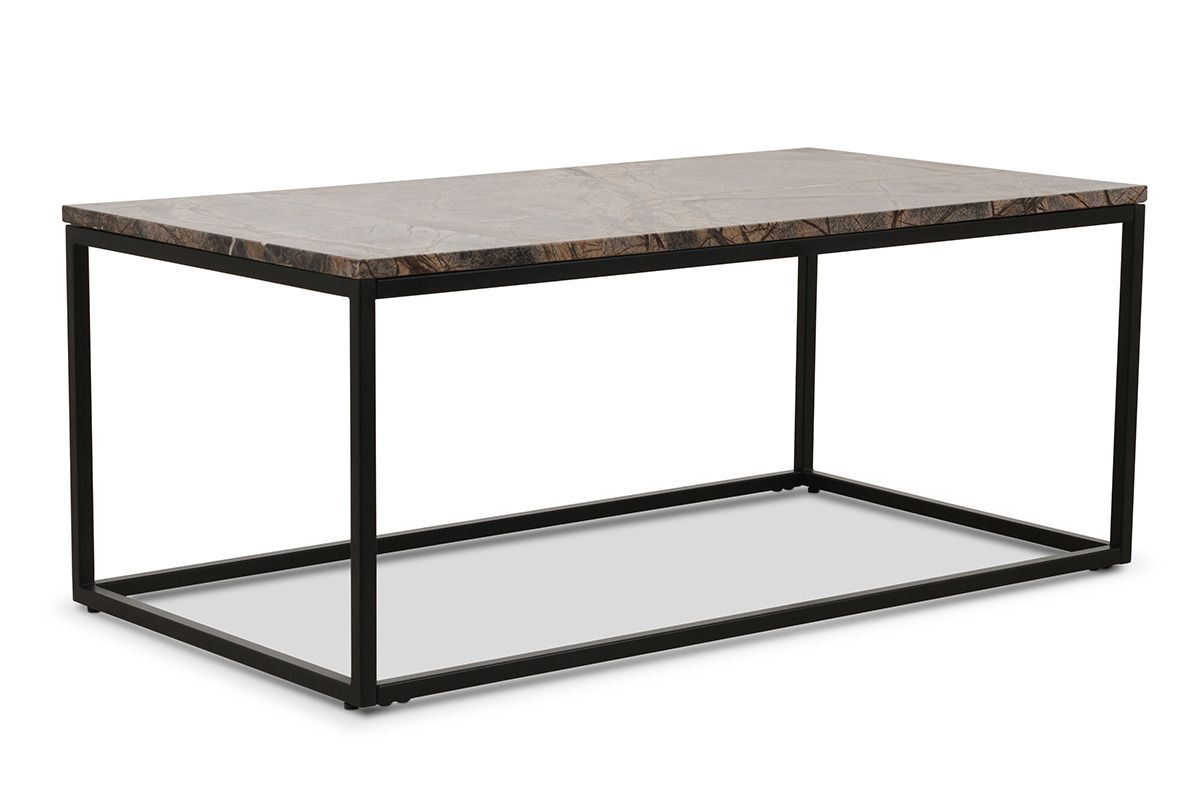 Industrial Coffee Table Brown Marble