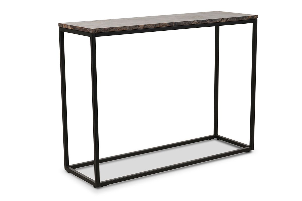 Industrial Console Table Brown Marble
