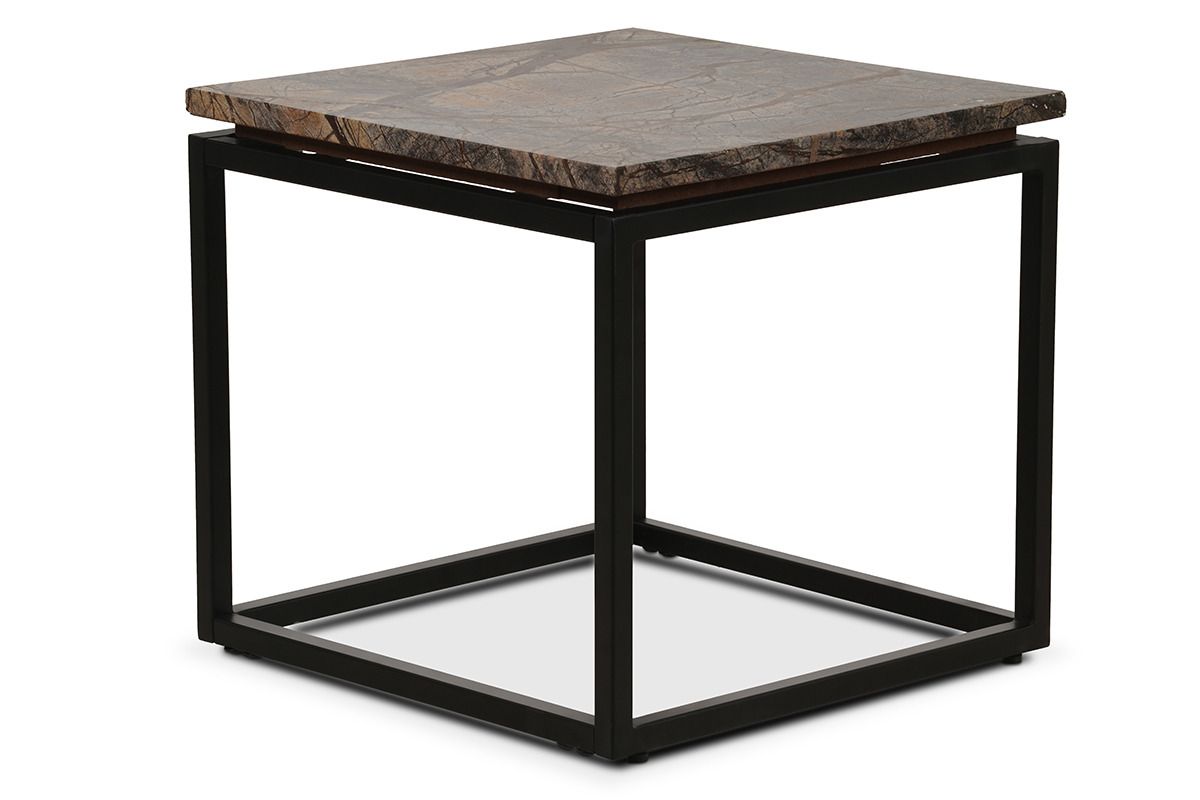 Industrial Side Table Brown Marble