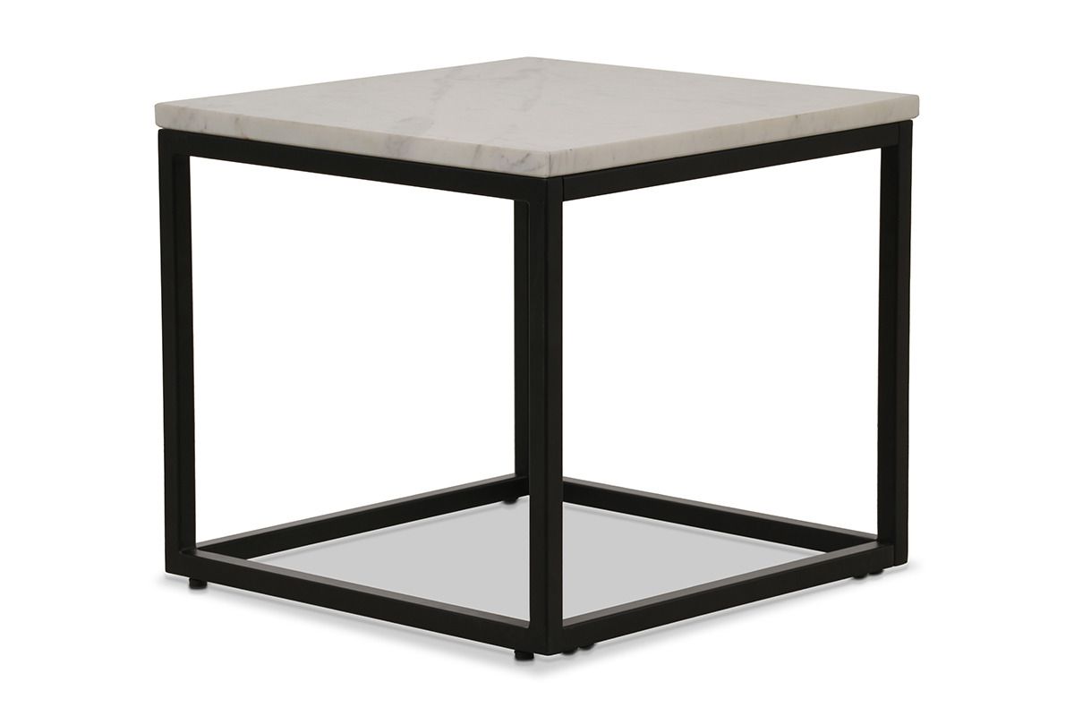 Industrial Side Table White Marble