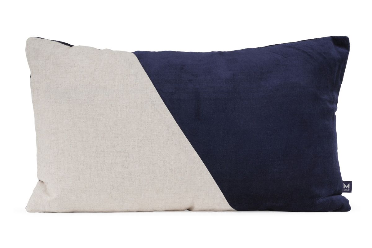 Isla Navy Diagonal Cotton Linen And Velvet 30x50cm