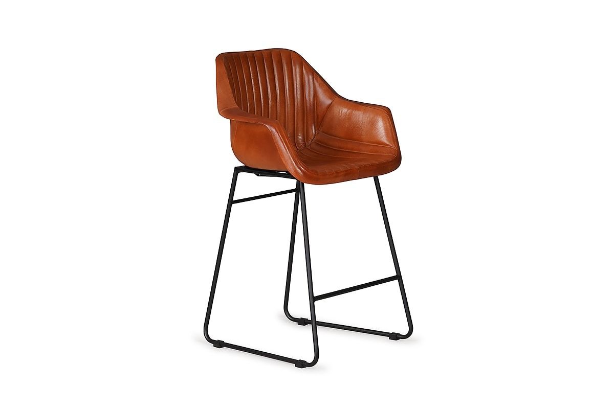 Kimono Brown Leather Bar Stool