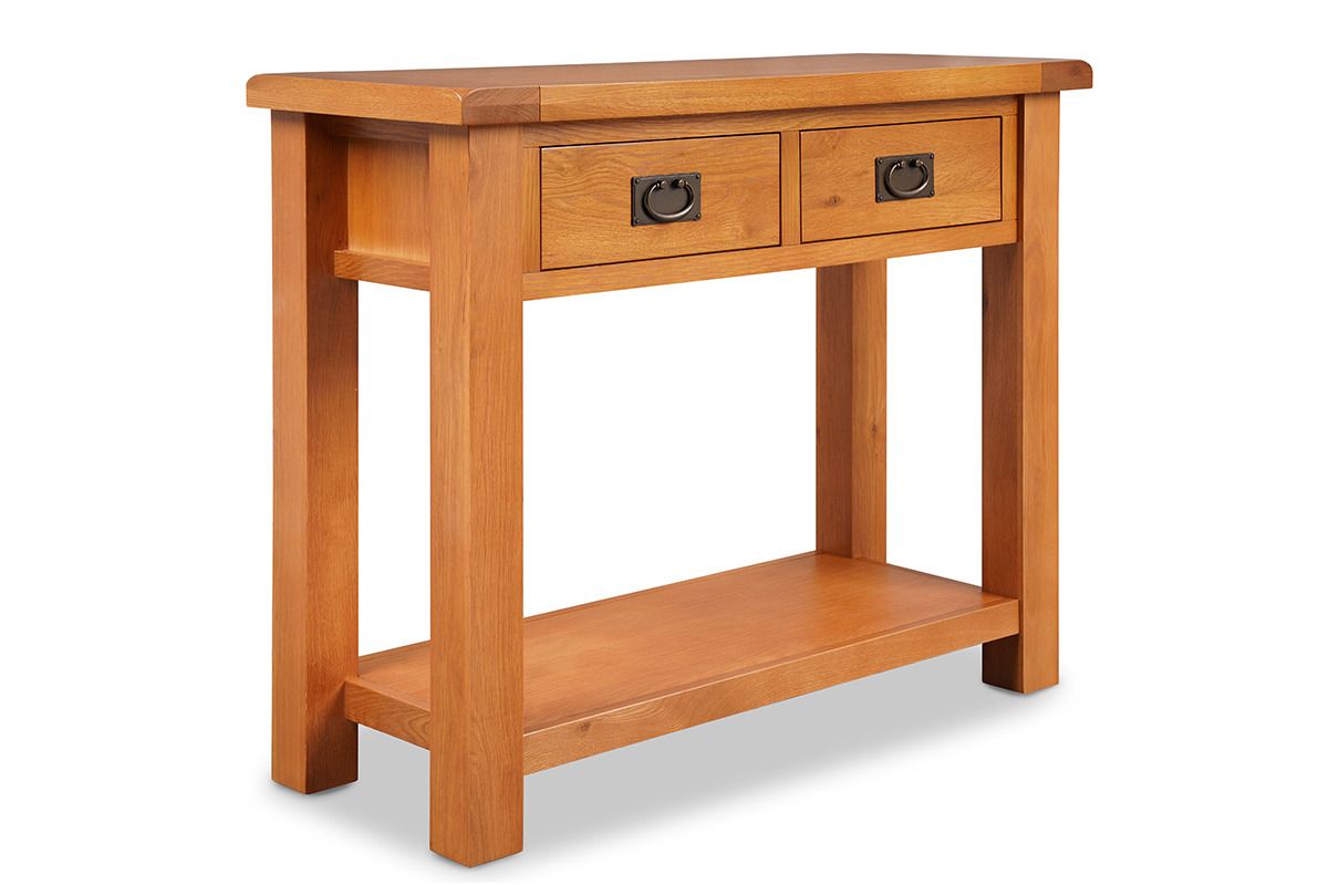 Kingston Oak 2 Drawer Console Table Side By Side