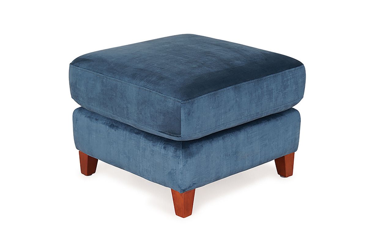 Langley Midnight Blue Velvet Footstool