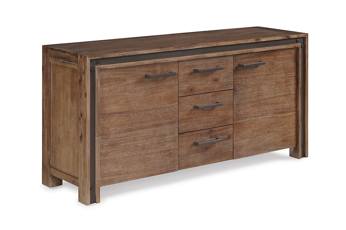 Lex Brown 3 Drawer 2 Door Sideboard