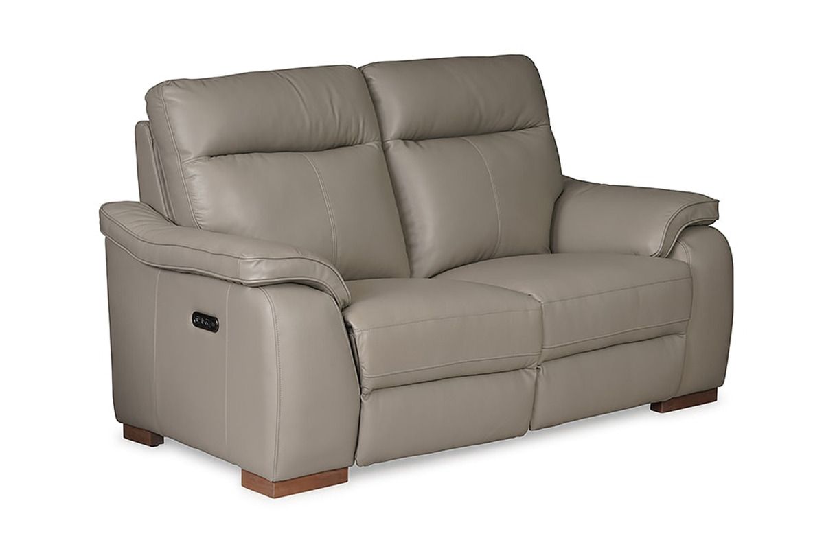 Lorenza Grey Leather 2 Seater Electric Head Tilt Recliner Sofa