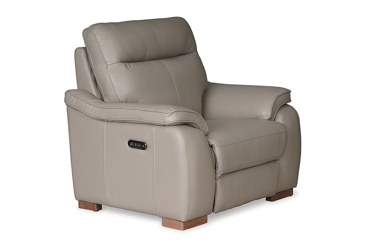 Lorenza Grey Leather Armchair Electric Head Tilt Recliner