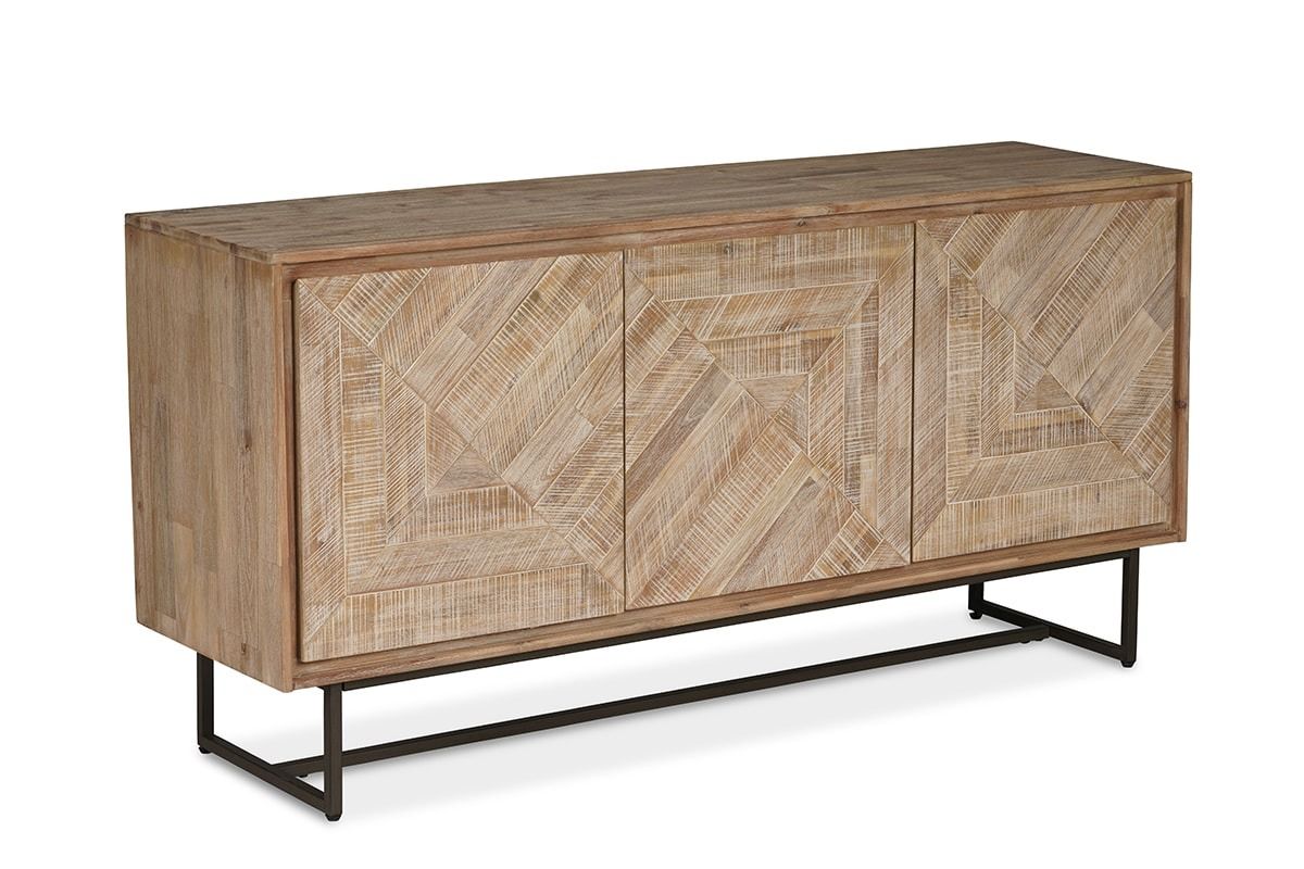 Luna Whitewash 3 Door Sideboard