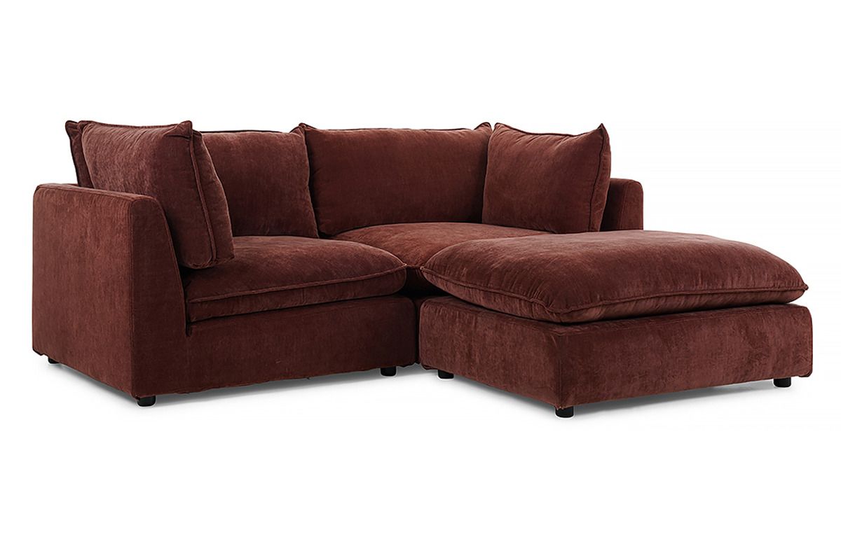 Manhattan Rust Fabric 2 Seater Chaise Sofa