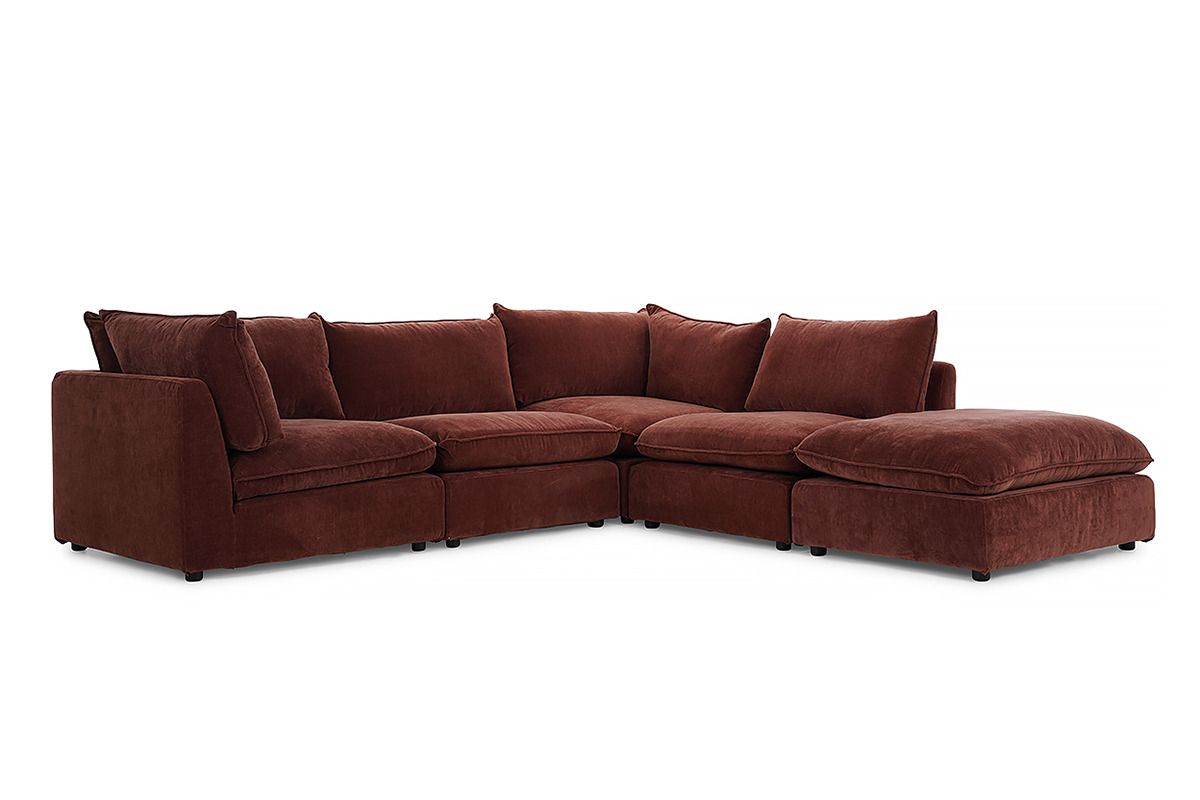 Manhattan Rust Fabric Medium Corner Sofa