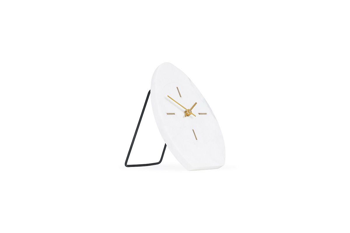 Marble Table Clock White 21cm