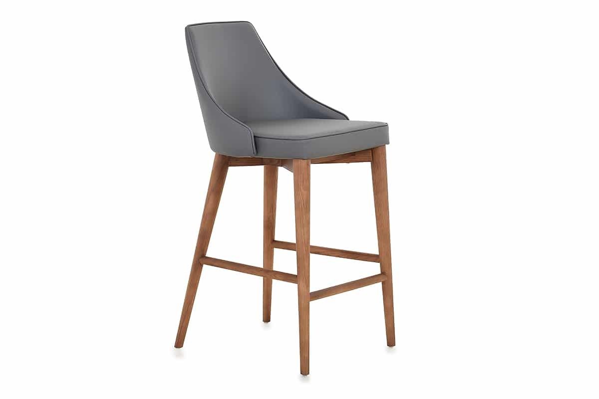 Melica Dark Grey Leather Bar Stool