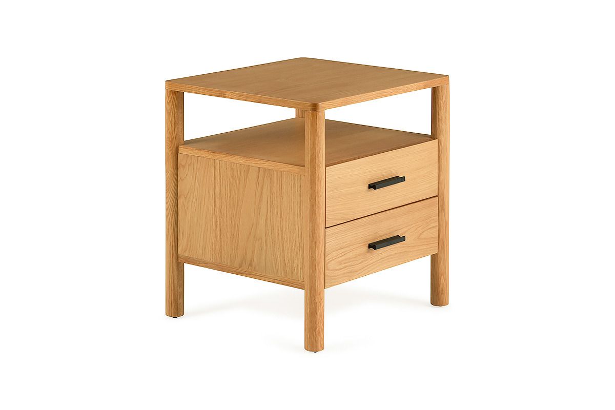 Milita Oak 2 Drawer Bedside Table