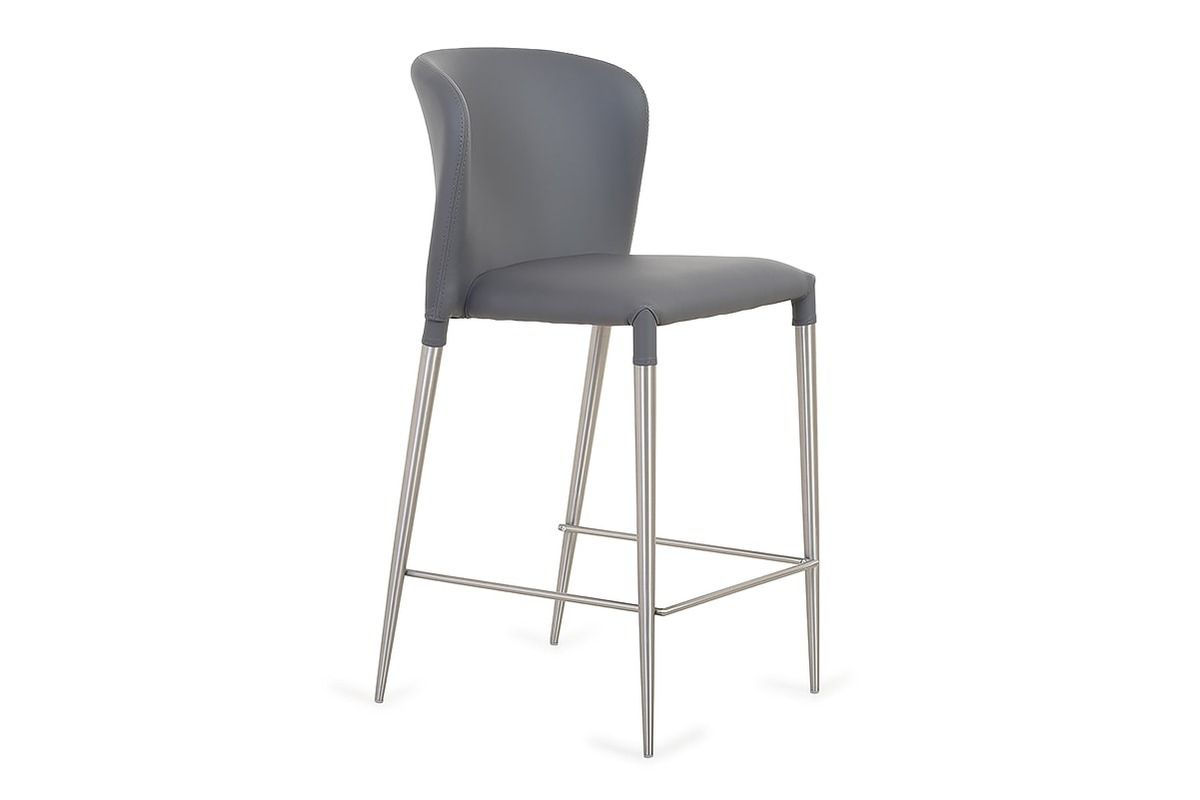 Moody Grey Faux Leather Bar Stool