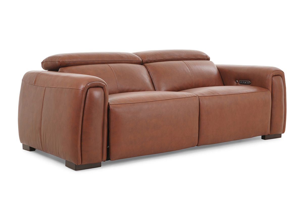 Muse Brown Leather 3 Seater Heated Seats Electric Recliner Sofa