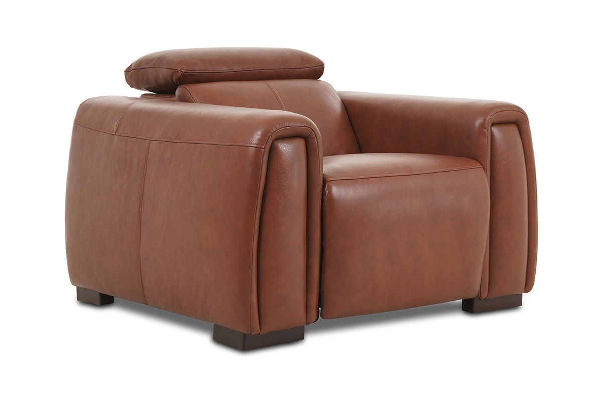Muse Brown Leather Armchair Heated Seats Electric Recliner