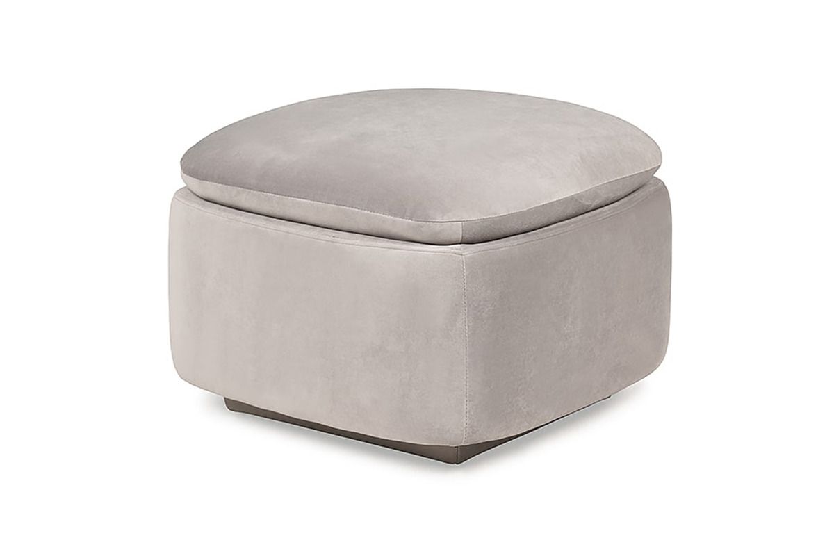 Nelson Light Grey Velvet Footstool Rocker