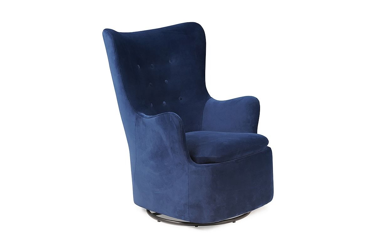 Nelson Navy Velvet Armchair Rocker Swivel