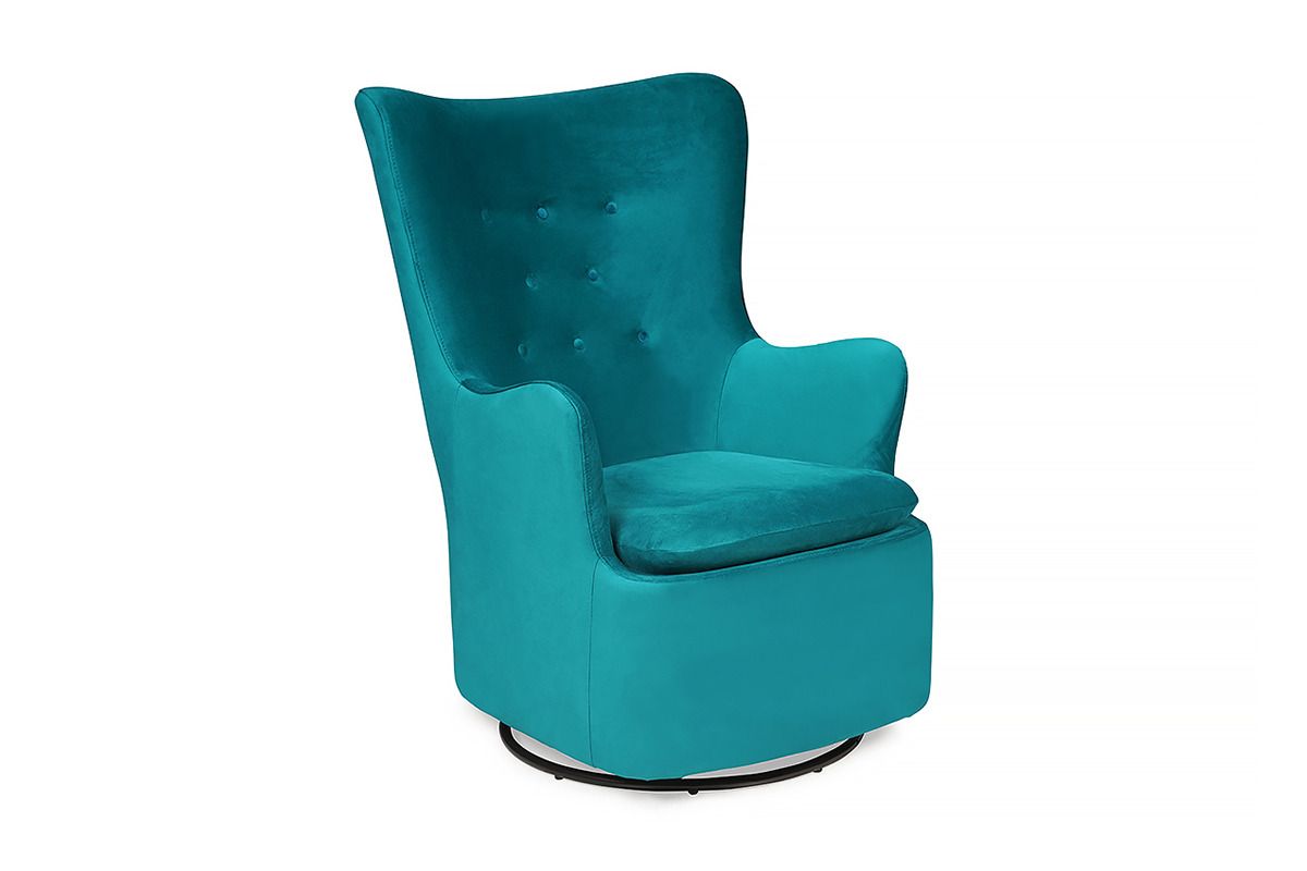 Nelson Teal Velvet Armchair Rocker Swivel