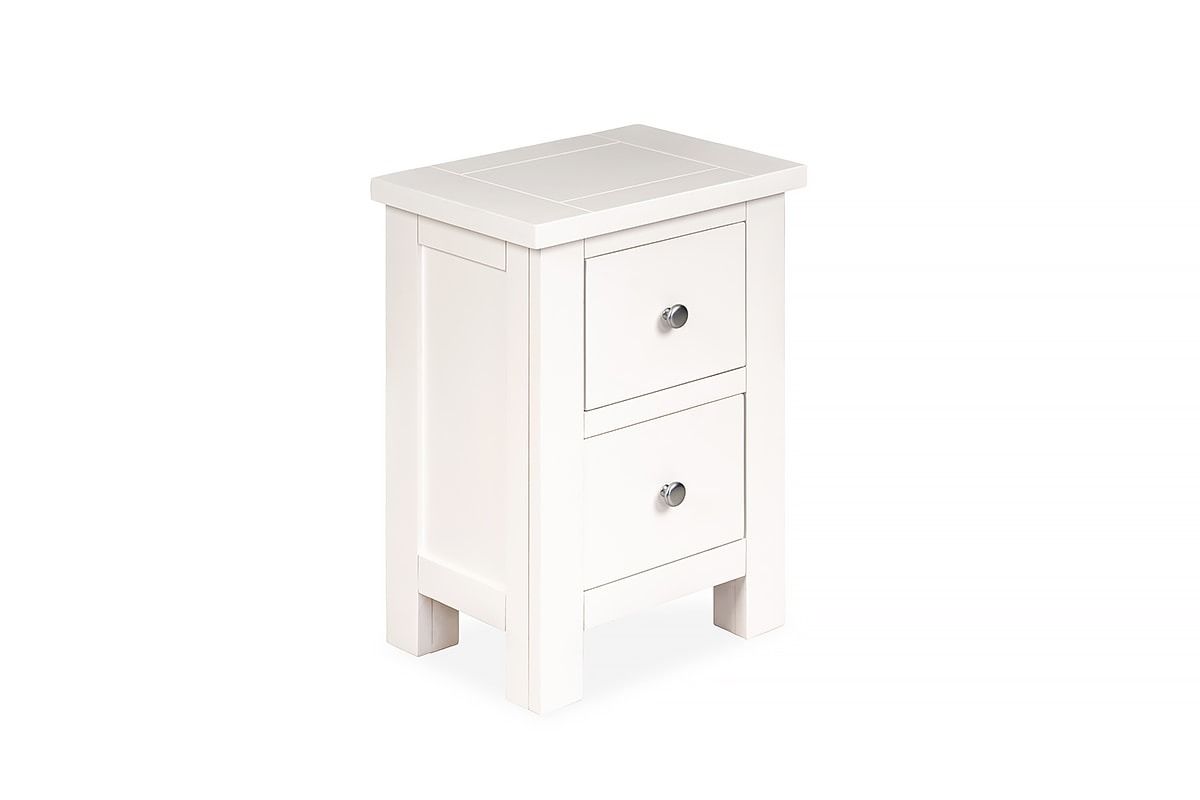 Nevada White 2 Drawer Bedside Table