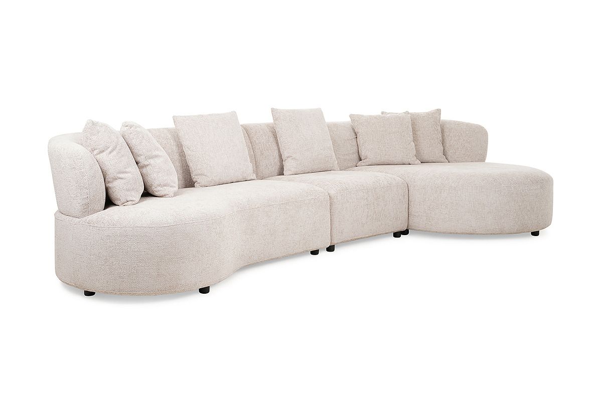 New Orleans Cream Fabric 4 Seater Rhf Chaise Sofa