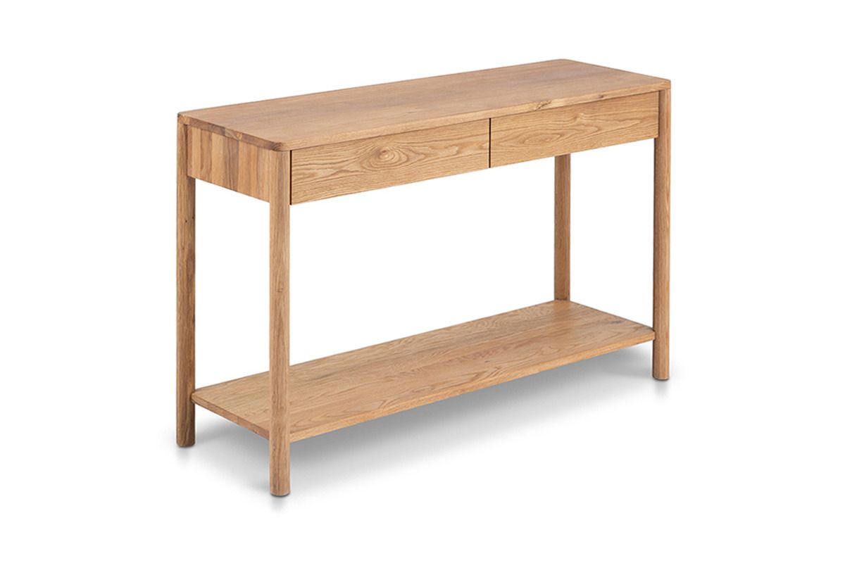 Nordic Solid Oak 2 Drawer Console Table