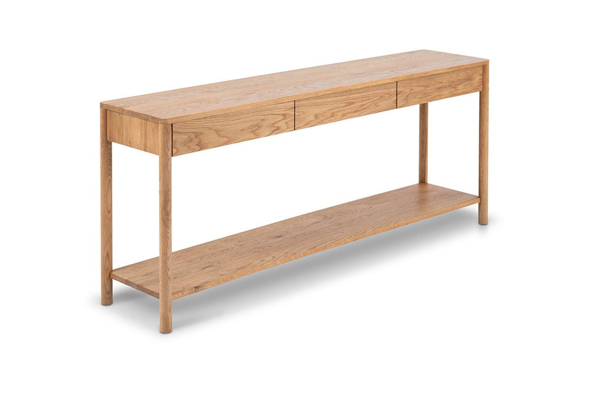 Nordic Solid Oak 3 Drawer Console Table
