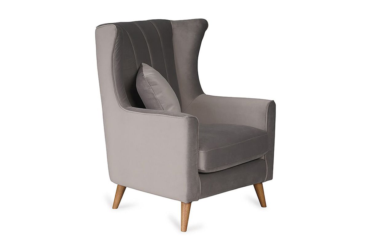 Notting Bay Light Grey Velvet Armchair