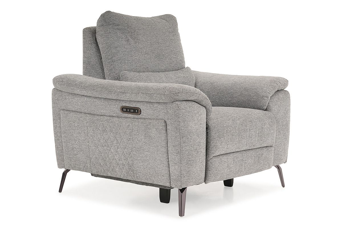 Oliveira Grey Fabric Armchair Electric Recliner With Head Tilt