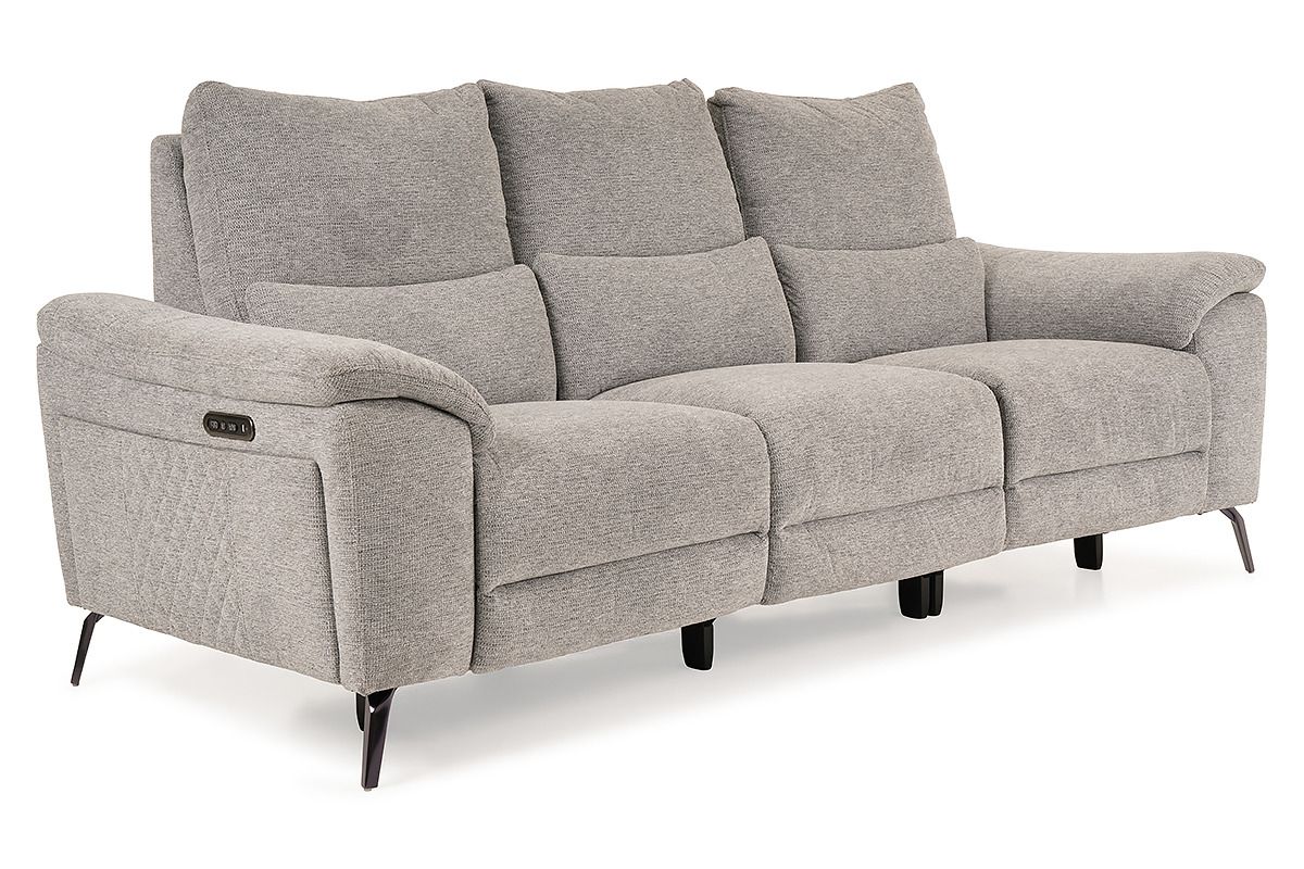 Oliveira Grey Fabric Electric 3 Seater Sofa With Head Tilt