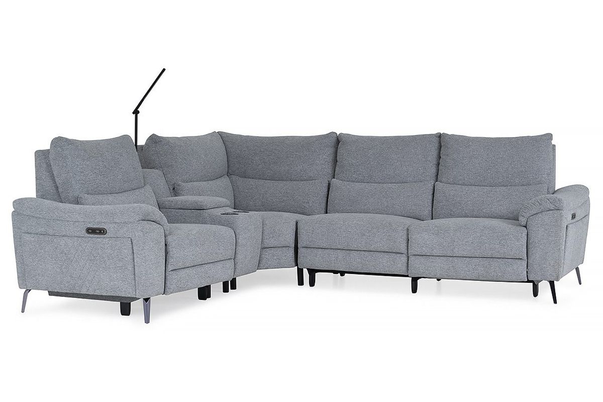 Oliveira Grey Fabric Lhf Electric Recliner Corner Sofa
