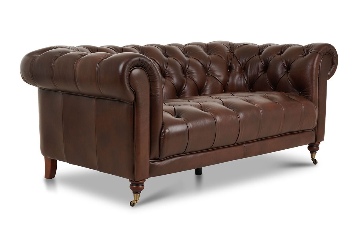 Oxford Brown Leather 2 Seater Sofa