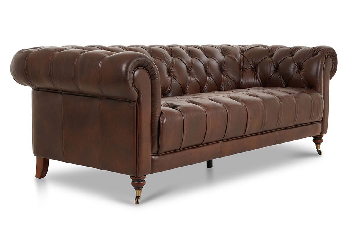 Oxford Brown Leather 3 Seater Sofa