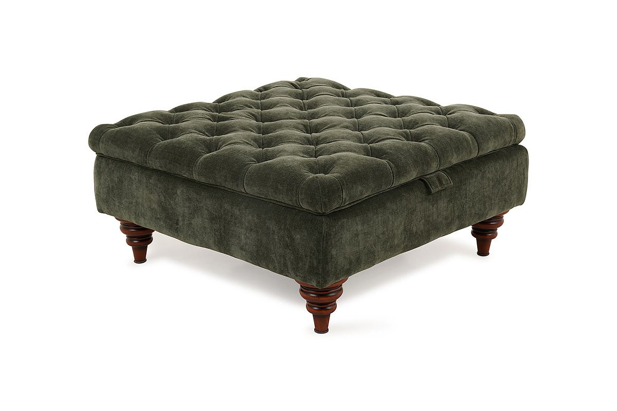 Oxford Green Fabric Footstool
