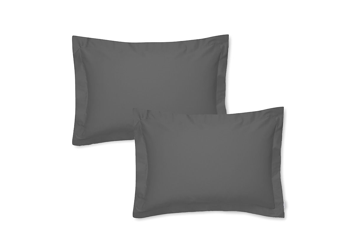 Oxford Pillowcase Pair Grey 400Tc Cotton Sateen