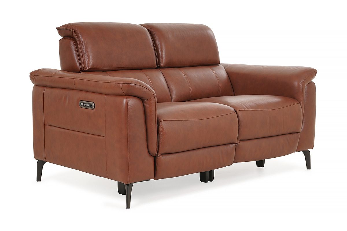 Parker Brown Leather 2 Seater Electric Recliner Sofa With Head Tilt