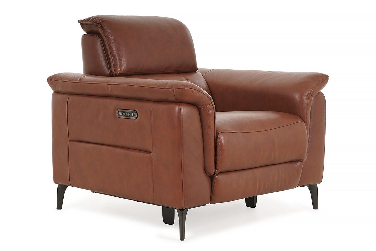 Parker Brown Leather Armchair Electric Recliner With Head Tilt