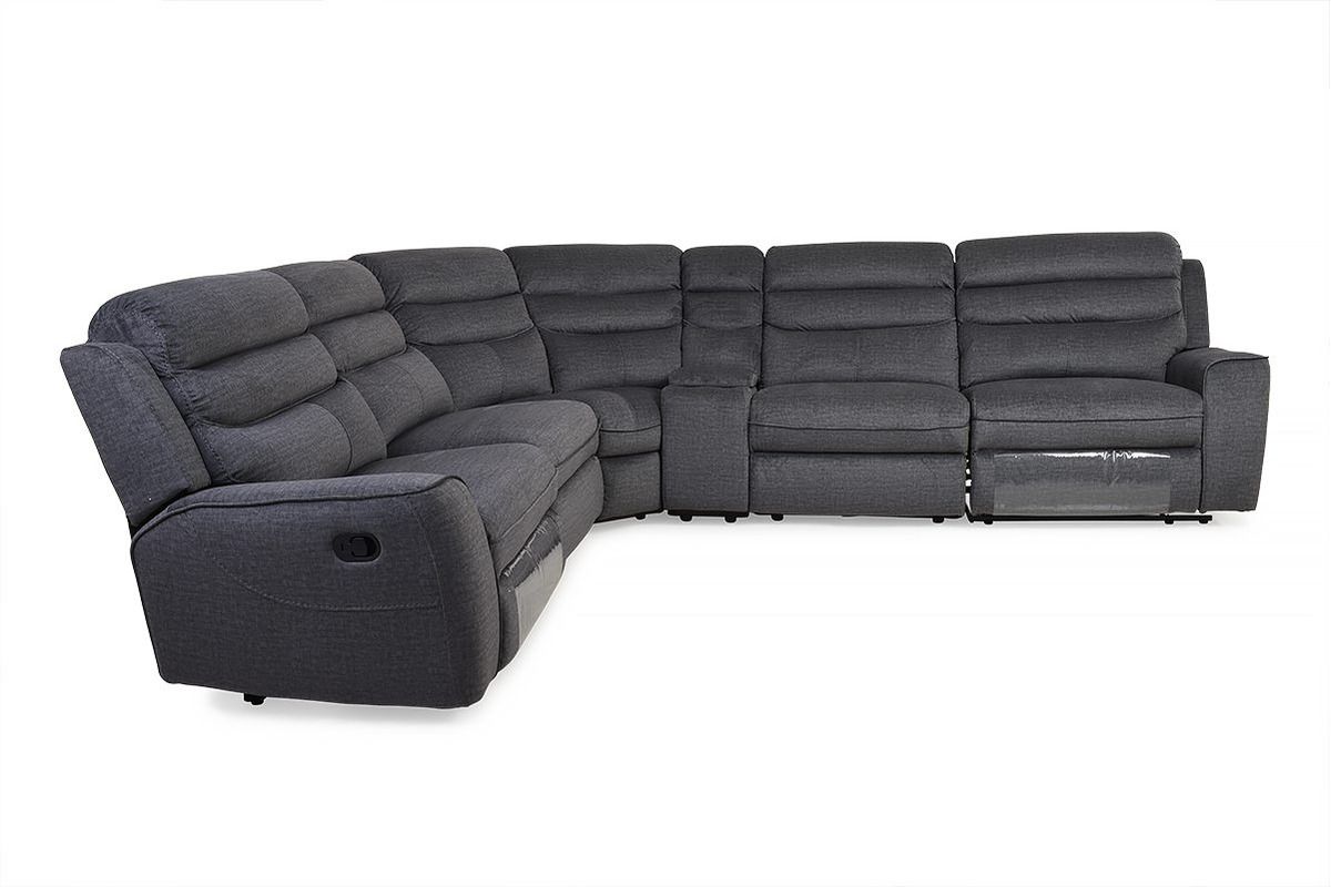 Pearl Large Charcoal Fabric Recliner Corner Sofa Including Drinks Holder